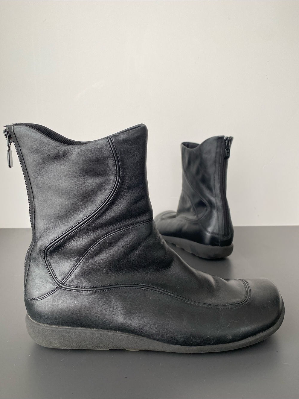 Diesel Black Leather Mid-Calf Zip Boots Men’s  10 Street Contemporary Minimal